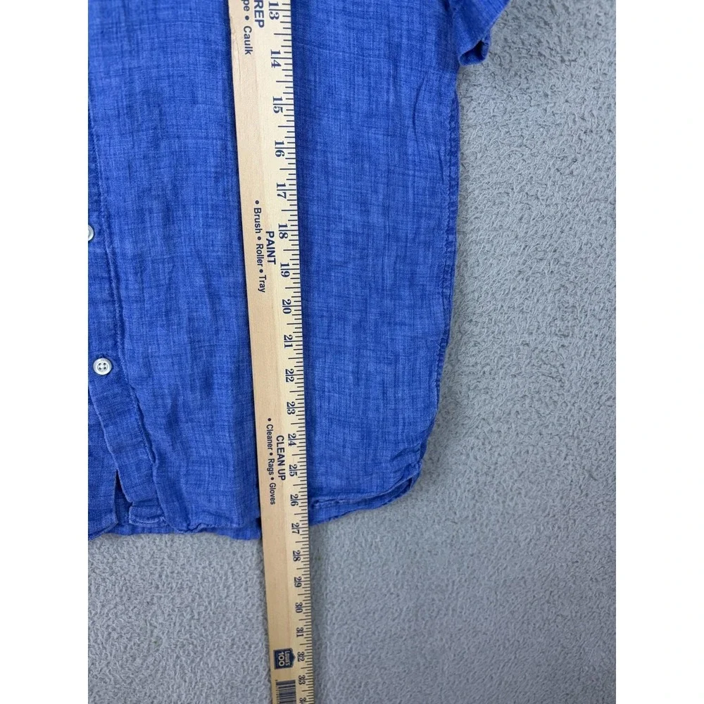 Banana Republic Shirt Mens Small Blue Linen Camden Fit Short Sleeve Casual Men